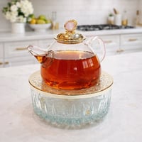 Medium Tea Pot Crystal - White Precious Stone Silver - صورة 1