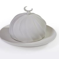 فبه مع صحن من السيراميك السويدي باللون الابيض صناعه يدويه - Image 4