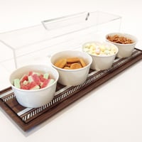 WOOD TRAY W/ CERAMIC BOWLS AND PLEXI COVER (4 BOWLS) - صورة 4