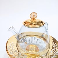 Large Tea Pot Crystal with White Precious Stone Gold - صورة 4