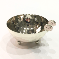 Silver  plated bowl  size 19 with pink precious stones  - صورة 2