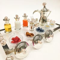 Royal breakfast tray / pink natural stone / silver - Image 5