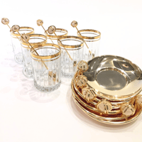 Royal tea set gold with precious white stones - صورة 3