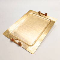 Large Gold Tray w/ Precious Stone - صورة 1