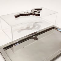 SILVER TRAY W/ PLEXI COVER AND MOTHER OF PEARL HANDLE  - صورة 2