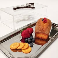 SILVER TRAY W/ PLEXI COVER AND MOTHER OF PEARL HANDLE  - صورة 4