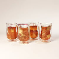 PEACOCK DOUBLE GLASS TEA SET OF 4  - صورة 1