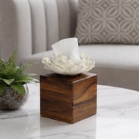 علبه مناديل تصميم الوردة / خشب طبيعي - صورة 1