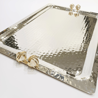 Silver Tray w/ White Stone 44cmx30cm - صورة 2