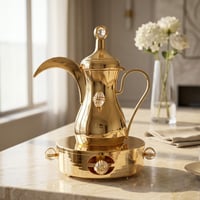 Gold plated Dalah with heater and white precious stones - صورة 1