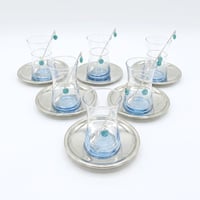 Silver plated tea cups set / blue stones - Image 2
