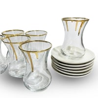 Ozlem tea set with gold 24 k trim white5 - صورة 2