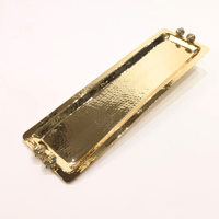 Gold plated long tray 55cm green  precious stones - صورة 1