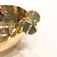 Gold plated bowl size 16 cm  with green  precious stones - Image 3