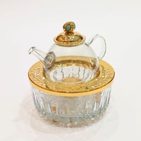 Medium Tea Pot Crystal - Jade Green Precious Stone gold - صورة 2