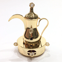 Gold plated Dalah with heater and white precious stones - صورة 2
