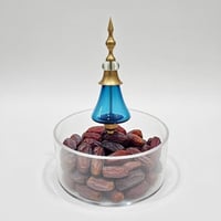 علبة ضيافه بمسكه مصنوعه بفن الزجاج المنفوخ  لون تركواز قطر 20 cm - صورة 2