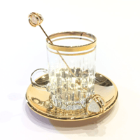 Royal tea set gold with precious white stones - صورة 6