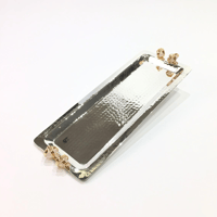 Silver plated long tray 43cm with white  precious stone - صورة 1