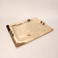 Large gold tray with cover with precious stones 48x35 - Image 1
