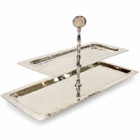 Serving stand 2 layers / silver plated / stone handle - Image 2