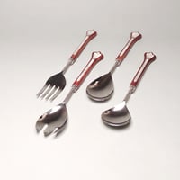 Salad Fork - Mother of Pearl and Wood Handle  - صورة 3