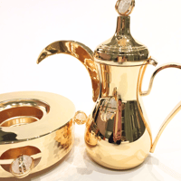 Gold plated Dalah with heater and white precious stones - صورة 5
