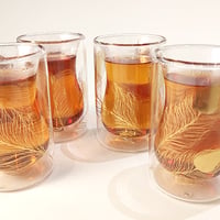 PEACOCK DOUBLE GLASS TEA SET OF 4  - صورة 2