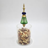 علبة ضيافه بمسكه مصنوعه بفن الزجاج المنفوخ لون اخضر قطرها 12 cm - صورة 2