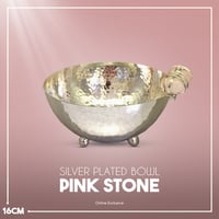 Silver  plated bowl  size 16 with pink precious stones  - Image 4