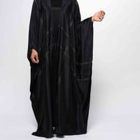 بشت دبل حرير طبيعي (شهرزاد) بخطوط زري طول وعرض من الأمام + الخلف - صورة 2