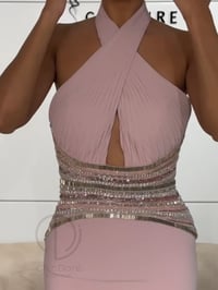 فستان سهرة بكسرات وتطريز خصر - صورة 5