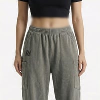 Washed Cotton Gray Pants - Image 1