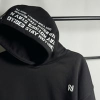 Black Cotton Hoodie with White Print - Image 2