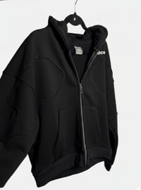 Black Cotton Zip-Up Hoodie  - Image 2