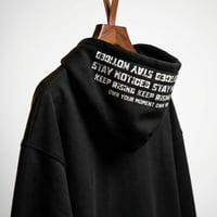 Black Cotton Hoodie with White Print - Image 1