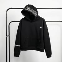 Black Cotton Hoodie with White Print - Image 3