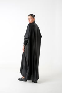 Black Striped Silk Abaya - Image 2