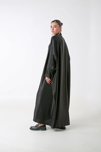 Black Striped Silk Abaya - Image 1