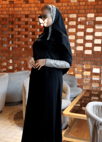 MN2601 - عباية كريب ملكي تدخيلة تل ابيض - صورة 3