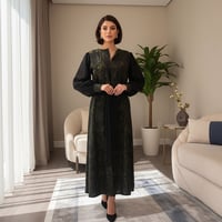 كارديغان كلاسيكي منقوش باللون الأسود والزيتي لإطلالة راقية - صورة 5