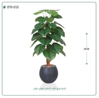 شجرة ورق قلب(ألوكاسيا) اصطناعية ( ارتفاع 140سم ) بمركن فيبر - صورة 6