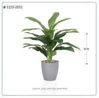 شتلة ورق أخضر اصطناعية ( ارتفاع 60 سم ) حوض بلاستيك - صورة 2