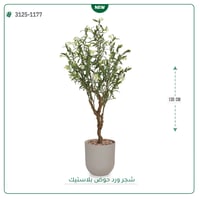 شجرة زيتون مزهرة اصطناعية ( ارتفاع 130 سم ) حوض بلاستيك اسطواني - صورة 3