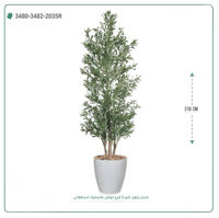 شجرة زيتون صناعية ( ارتفاع 210 سم ) حوض بلاستيك اسطواني - صورة 1