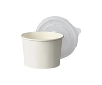 White paper containers, 8 ounces, 500 pieces, with a plastic cover - Image 1