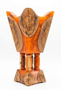 OLIVE WOOD AND EPOXY MADKHAN - ORANGE  - Image 1