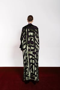 Royal Purple Lame Velvet Abaya With Crochet - Image 2