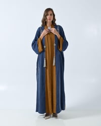 عباية حرير مغسول مكس لنن شيفون تسريج نجدي - Image 1
