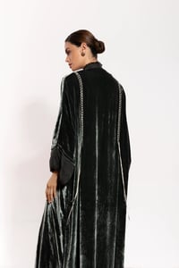 Grey Velvet Abaya Mix Grey Washed Silk - Image 2